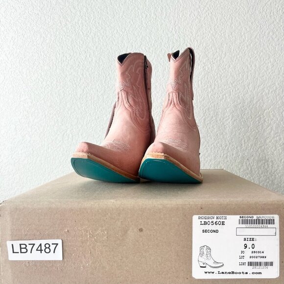 Lane SMOKESHOW Pink Cowboy Bootie Womens 9 Pink Leather Western Cowgirl Boots - Picture 10 of 11